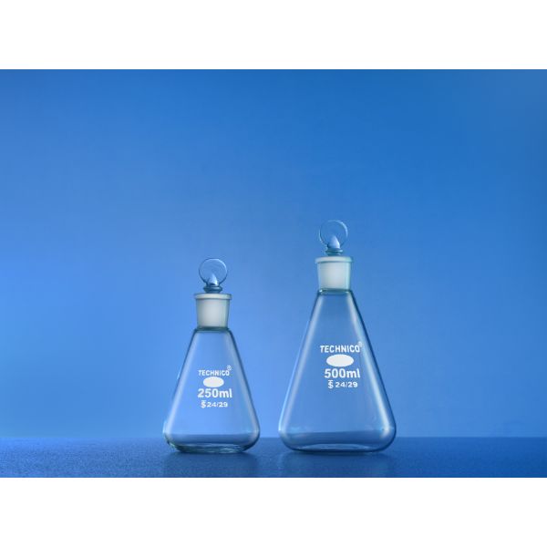 Flasks Erlenmeyer Conical Narrow Mouth With Interchangeable Stopper 500 ML